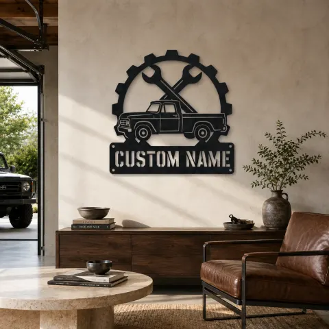 Décoration murale en métal personnalisée Camion Pickup Vintage avec Détail de Clé