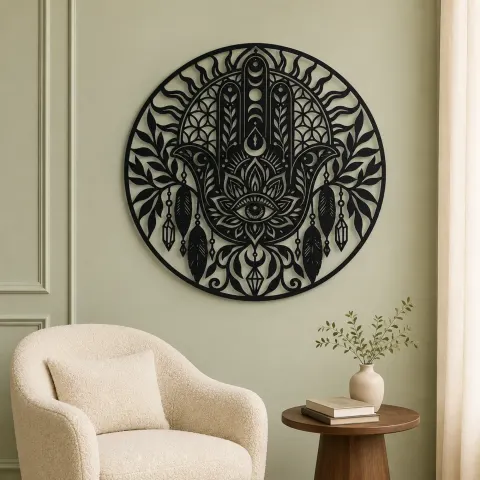 Vue alternative de Protection Hand Metal Wall Art | Spiritual Boho Metal Decor
