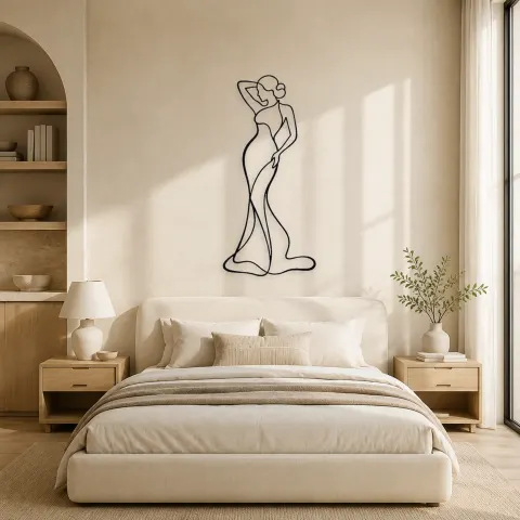 Vue alternative de Décoration murale en métal Minimal Woman Curve | Décor mural féminin