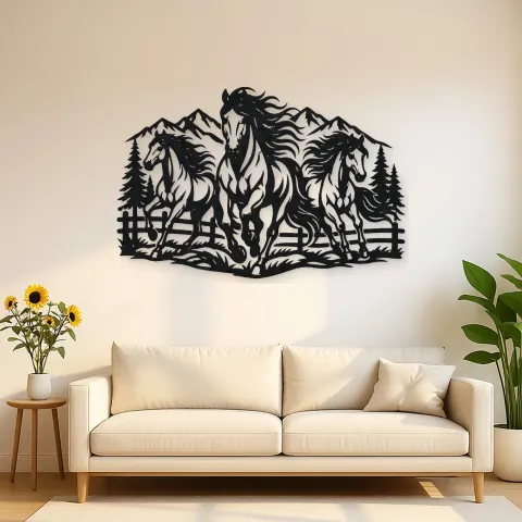 Three Horse Herd Metal Wall Art | Equestrian Wall Decor