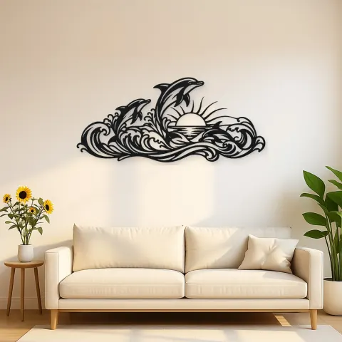 Dolphin Wave Dance Metal Wall Art | Coastal and Nautical Wall Decor