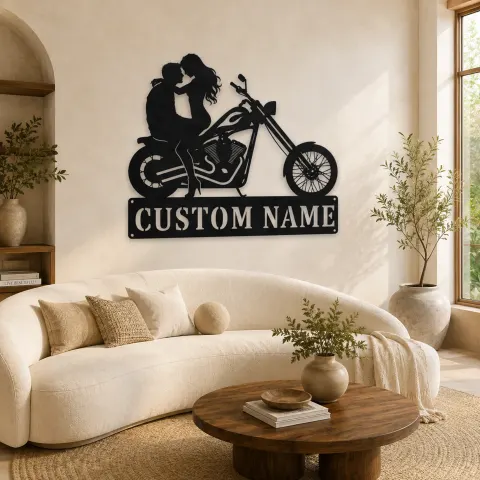 Décoration murale en métal personnalisée Couple Chopper