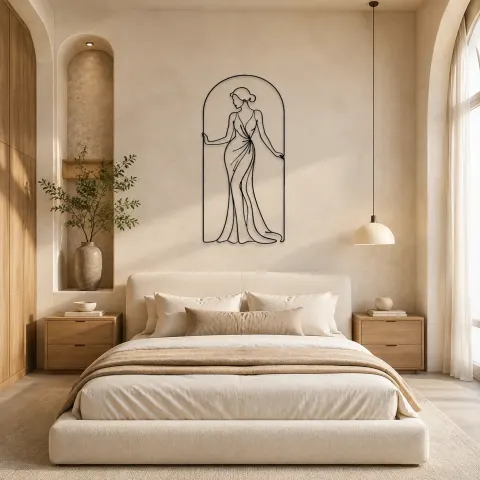 Vue alternative de Silhouette Élégante d'Arche en Métal | Décoration Murale Figure de Mode