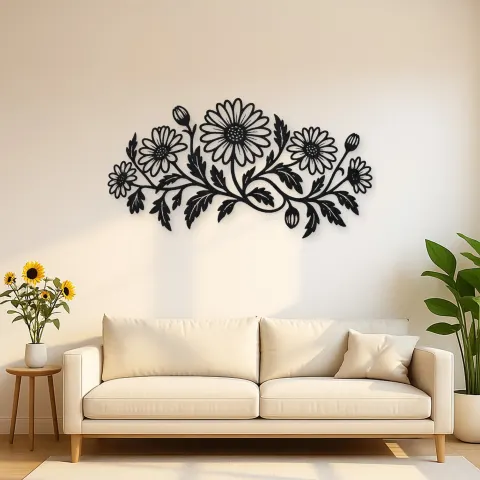 Daisy Chain Metal Wall Art | Botanical Metal Wall Decor