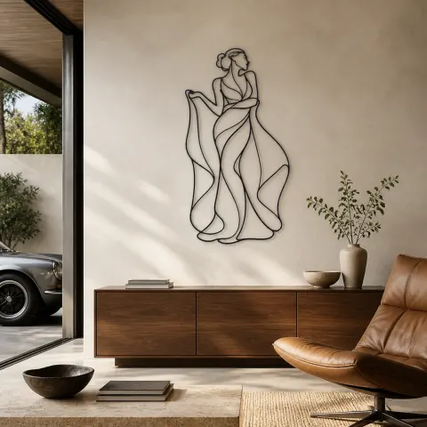Étreinte en drapé de soie | Décoration murale en métal