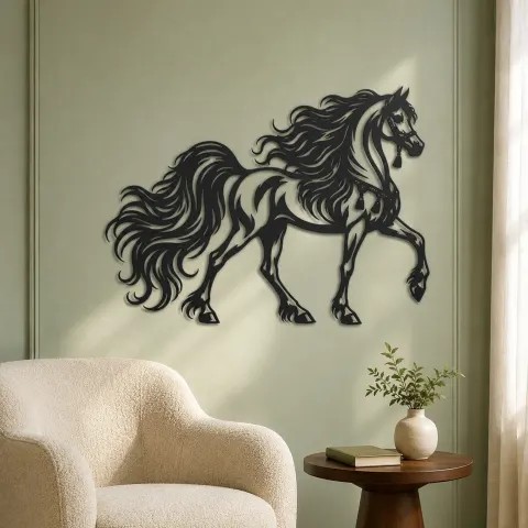 Vue alternative de Arabian Horse Profile Metal Wall Art | Equestrian Wall Decor