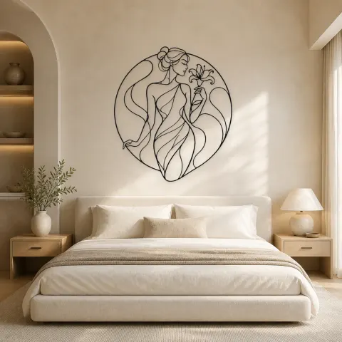 Vue alternative de Décoration murale en métal Muse avec Lys | Décor mural Femme Botanique