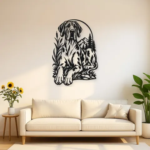 Great Dane Minimal Metal Wall Art | Pet Lover Silhouette Decor