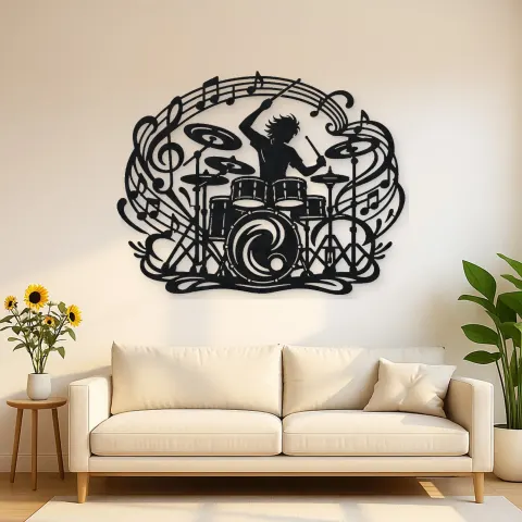 Drum Rhythm Circle Metal Wall Art | Modern Abstract Metal Decor