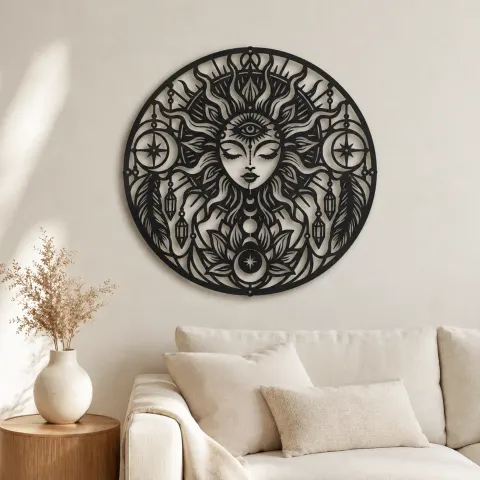 Third Eye Sun Metal Wall Art | Spiritual Boho Metal Decor
