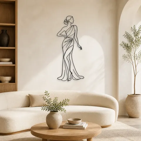 Décoration murale en métal "Muse de mode minimaliste" | Décor mural figure de mode