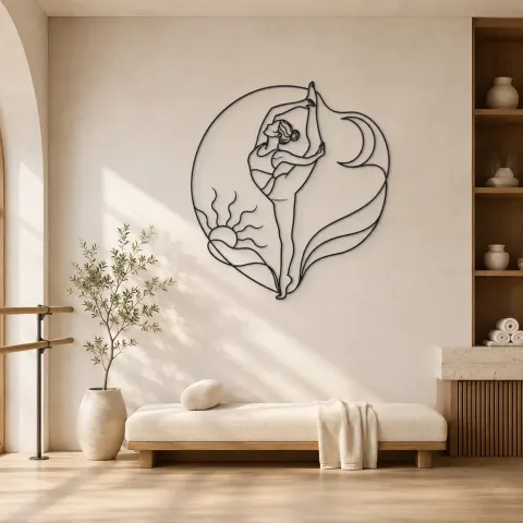 Décoration murale en métal "Ligne séparée debout" | Décor mural yoga et méditation