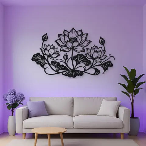 Lotus Bloom Balance Metal Wall Art | Botanical Metal Wall Decor alternative Ansicht