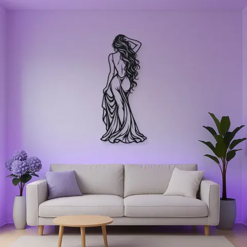 Long Hair Back Pose Metal Wall Art | Movement Silhouette Decor alternative Ansicht
