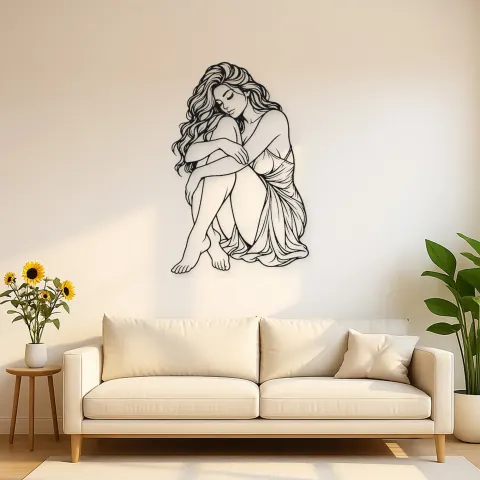 Curled Resting Pose Metal Wall Art | Movement Silhouette Decor