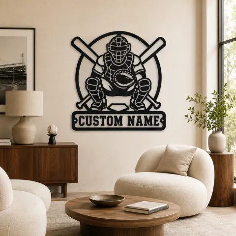 Décoration murale en métal personnalisée - Receveur de baseball crosses de bâtons
