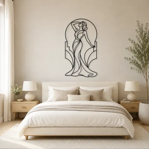 Vue alternative de Décoration murale en métal "Muse Art Déco" | Décor mural de figure de mode