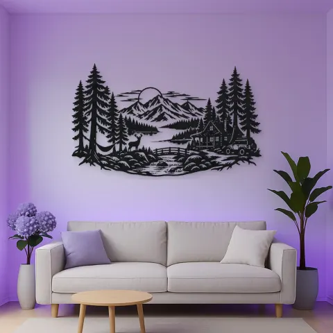 Endless Evergreen Horizon Metal Wall Art | Nature Silhouette Decor alternative Ansicht