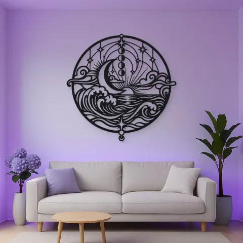 Vista alternativa de Moon and Ocean Metal Wall Art | Coastal and Nautical Wall Decor