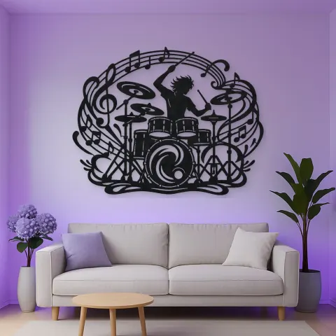 Drum Rhythm Circle Metal Wall Art | Modern Abstract Metal Decor alternative Ansicht