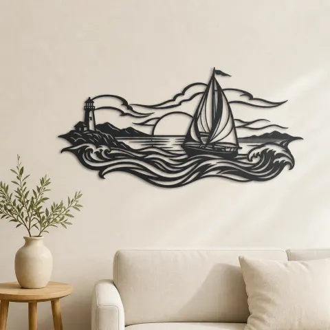 Sailboat Horizon Metal Wall Art | Coastal and Nautical Wall Decor