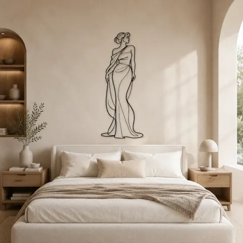 Vue alternative de Élégance de Drapé d'Épaule Décoration Murale en Métal | Décor de Figure de Mode