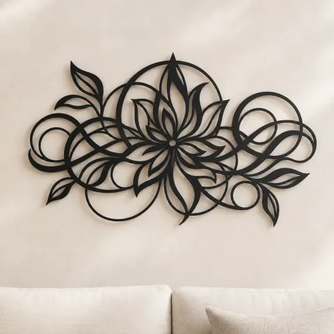 Geometric Flower Flow Metal Wall Art | Modern Abstract Metal Decor