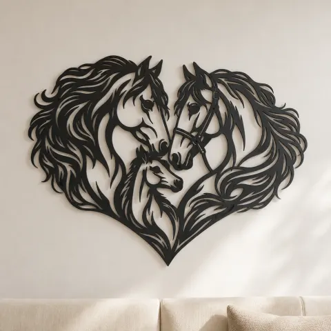 Horse Heart Profiles Metal Wall Art | Equestrian Wall Decor