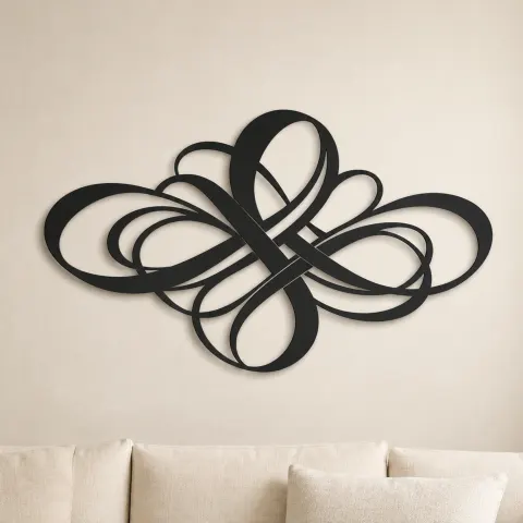 Modern Ribbon Knot Metal Wall Art | Modern Abstract Metal Decor