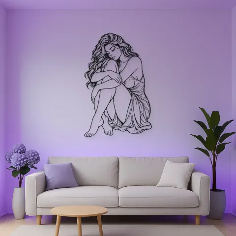 Vue alternative de Curled Resting Pose Metal Wall Art | Movement Silhouette Decor