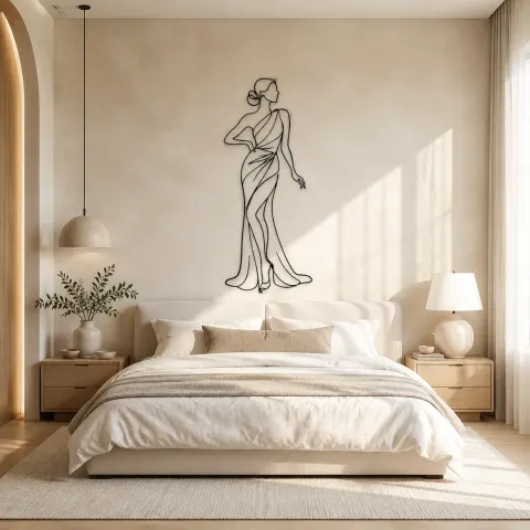 Vue alternative de Décoration murale en métal "Muse de mode minimaliste" | Décor mural figure de mode
