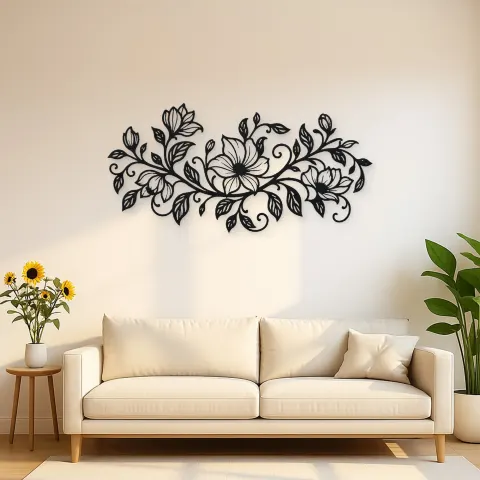 Endless Floral Vine Metal Wall Art | Botanical Metal Wall Decor