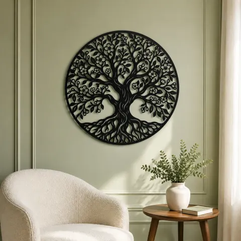 Vue alternative de Blooming Spring Tree Metal Wall Art | Botanical Metal Wall Decor