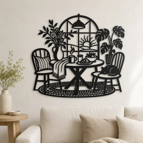Breakfast Table Moment Metal Wall Art | Cozy Home Metal Decor