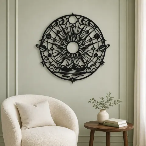 Vue alternative de Radiant Sunburst Metal Wall Art | Celestial Boho Wall Decor