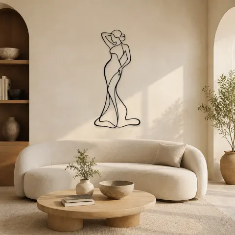 Décoration murale en métal Minimal Woman Curve | Décor mural féminin