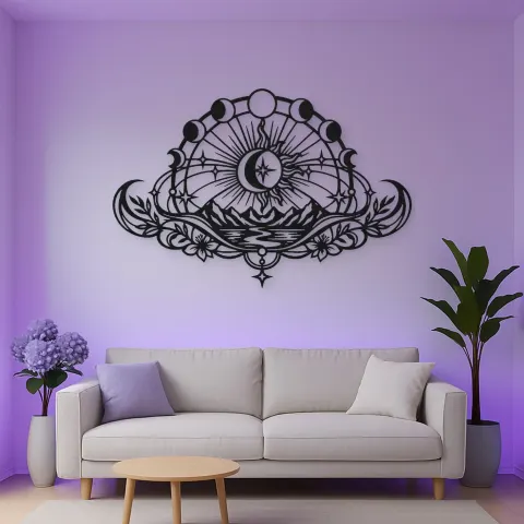 Lunar Phases Arc Metal Wall Art | Celestial Boho Wall Decor alternative Ansicht