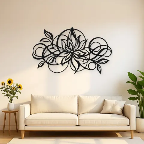 Geometric Flower Flow Metal Wall Art | Modern Abstract Metal Decor