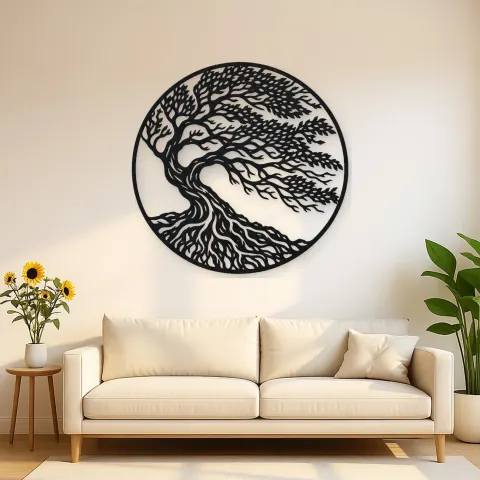 Windblown Tree Metal Wall Art | Botanical Metal Wall Decor