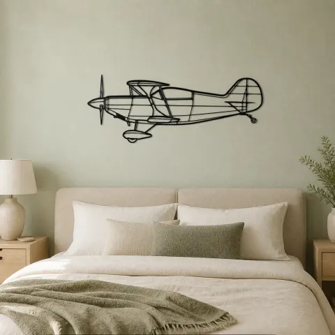 Pitts S-2B Flugzeug-Silhouette Metall-Wandkunst, Metallflugzeug-Silhouette, Luftfahrt-Wanddekoration, Aviator-Dekor alternative Ansicht