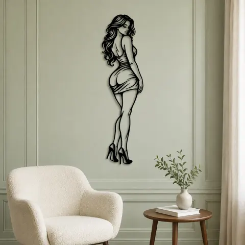 Vue alternative de Body Line Twist Metal Wall Art | Minimalist Woman Line Art
