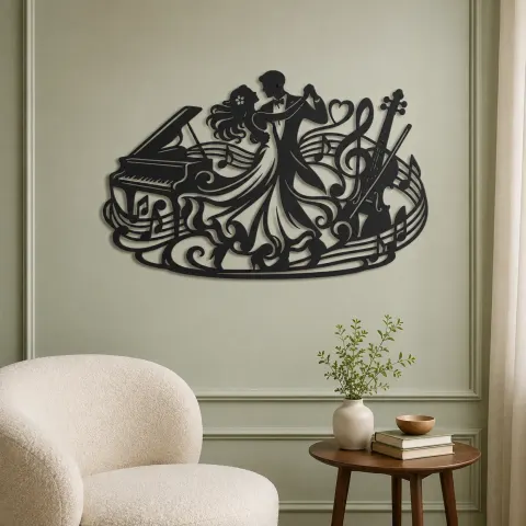 Vue alternative de Dancing Couple Music Metal Wall Art | Romantic Couple Decor