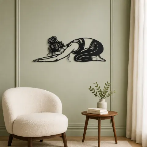 Vue alternative de Calm Child Pose Metal Wall Art | Family Silhouette Decor