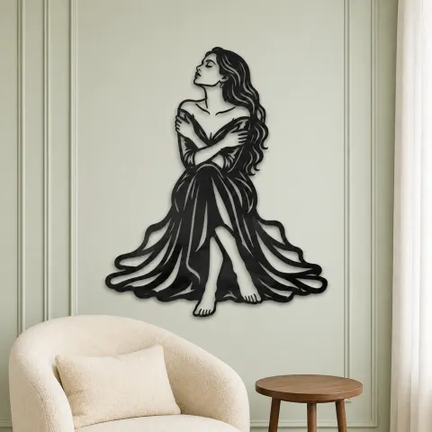 Vue alternative de Quiet Self Love Metal Wall Art | Minimalist Woman Line Art