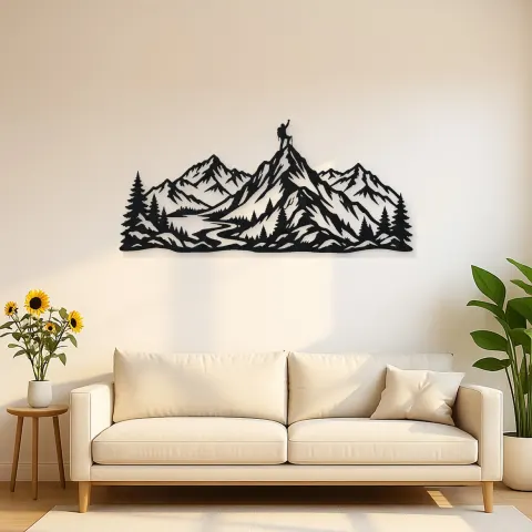 Climber Summit Moment Metal Wall Art | Nature Silhouette Decor