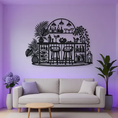 Vue alternative de Cocktail Bar Flow Metal Wall Art | Cozy Home Metal Decor