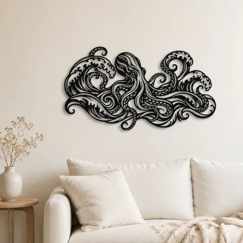 Octopus Flow Metal Wall Art | Coastal and Nautical Wall Decor