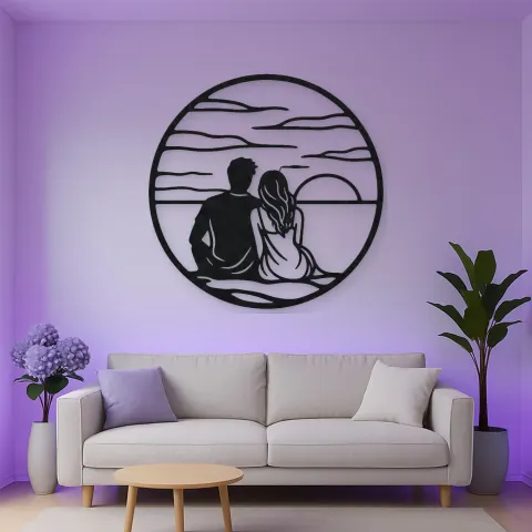 Sunset Silhouette Metal Wall Art | Romantic Couple Decor alternative Ansicht