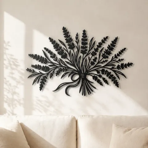 Lavender Bouquet Metal Wall Art | Botanical Metal Wall Decor