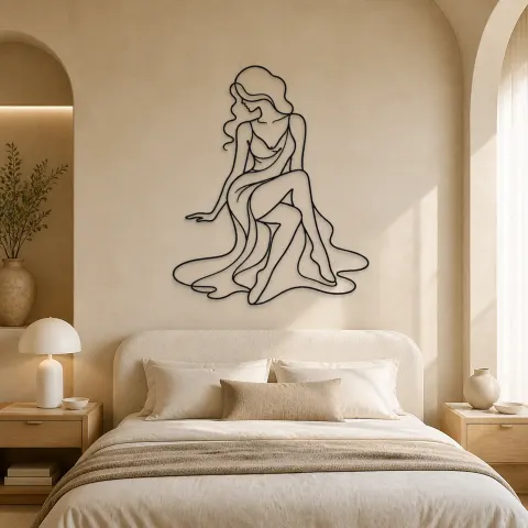 Vue alternative de Décoration murale en métal "Hair Covering Profile" | Décor mural féminin